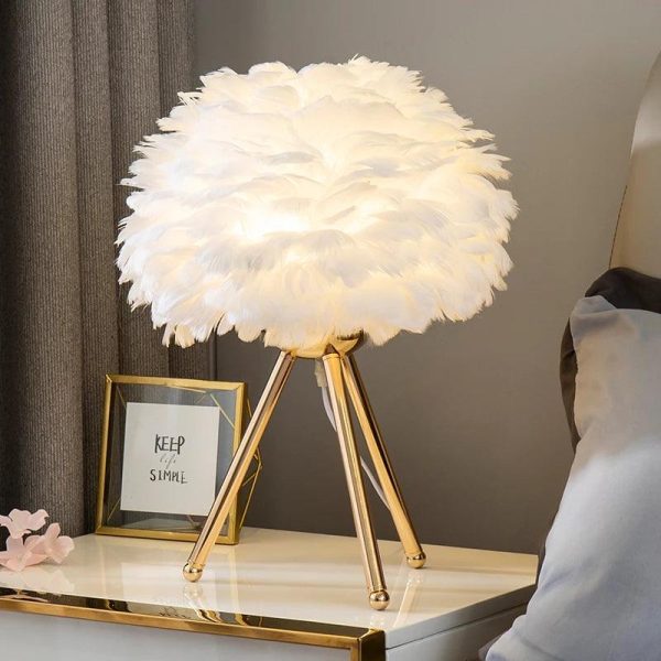 lampe à poser en plumes élégance