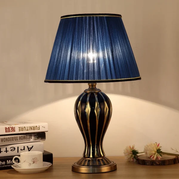Lampe à poser céramique bleue