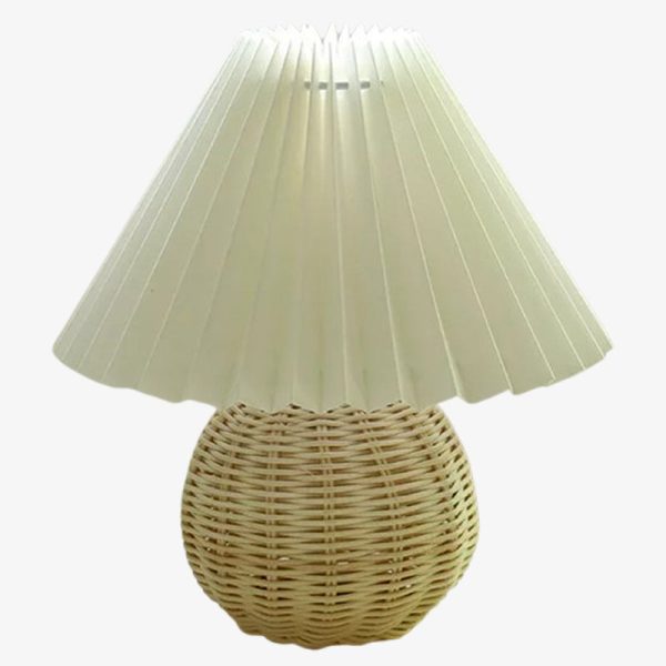 petite lampe à poser vintage en rotin