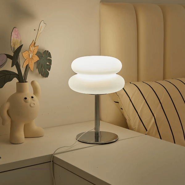 lampe à poser macaron en verre