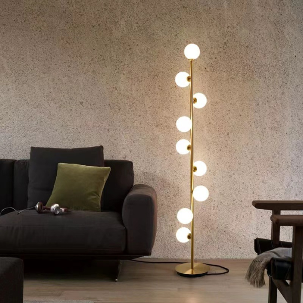 Lampe à poser au sol boule verre