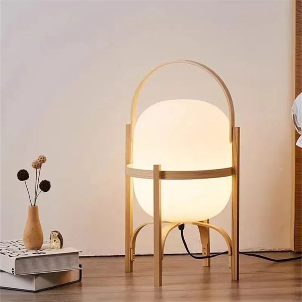 lampe à poser en bois style Japonais