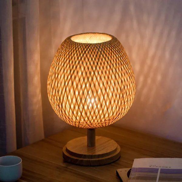 Lampe à poser en Bambou Tissée