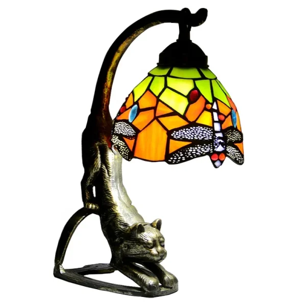 Lampe décorative chat style Tiffany