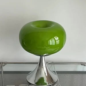 Lampe à poser ronde verte en verre