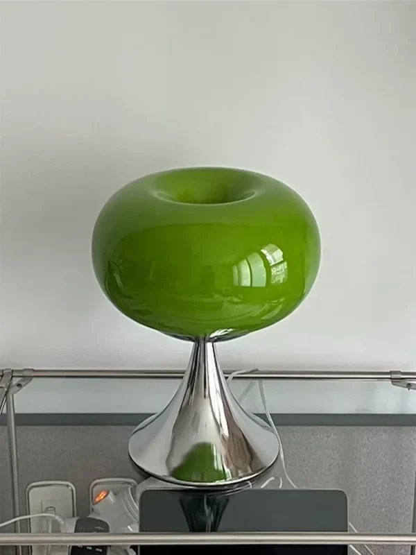 Lampe à poser ronde verte en verre