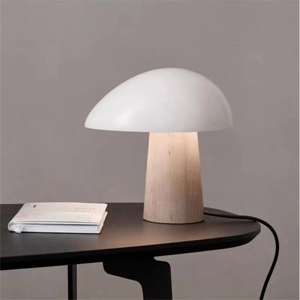 lampe à poser led champignon bois