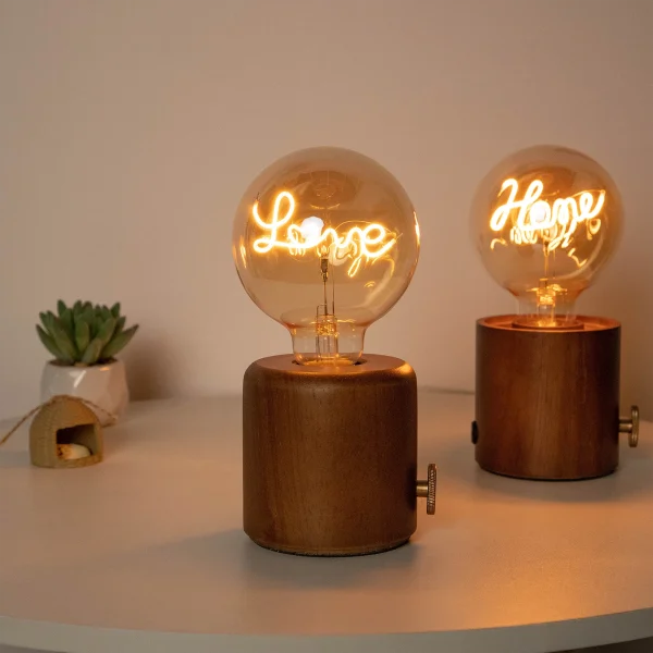 socle de lampe à poser retro en bois