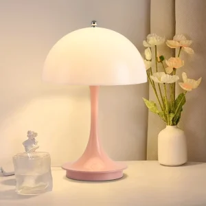 Lampe à poser champignon blanche moderne rechargeable