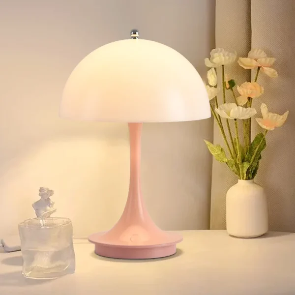 Lampe à poser champignon blanche moderne rechargeable