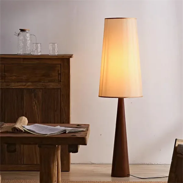 Grande lampe à poser au sol en bois