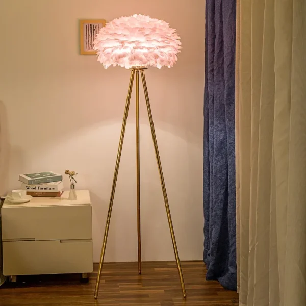 lampe tripode plumes
