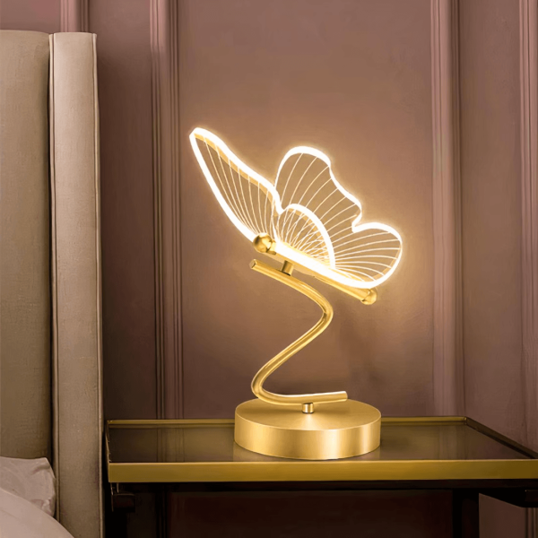 lampe à poser Papillon dorée LED